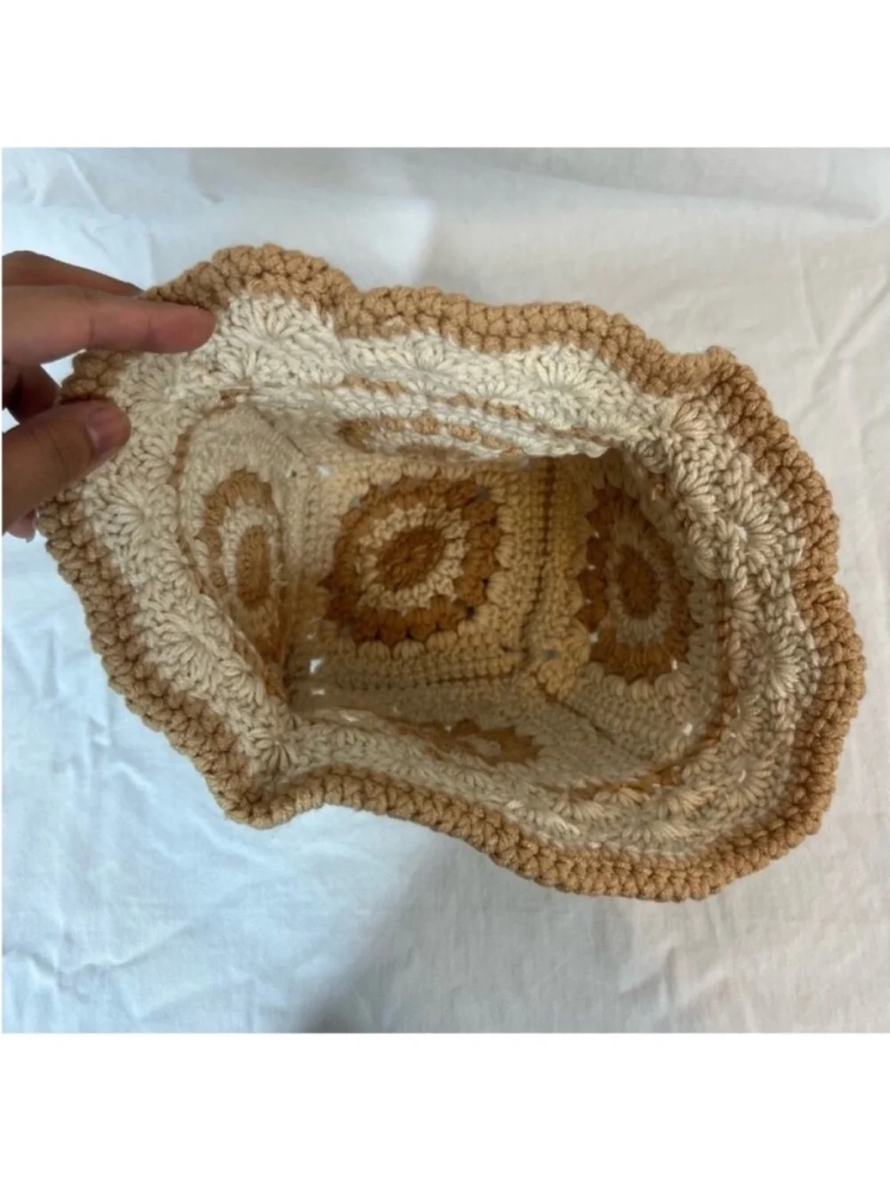 Handmade Floral Crochet Square Granny bucket hat